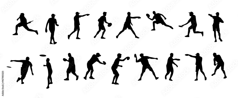 People Throwing Football Silhouette Vector Set People Throwing Football Silhouette Vector Set