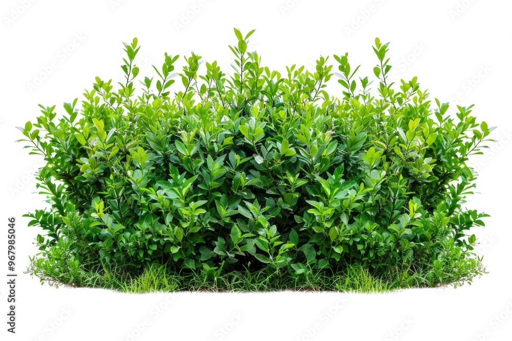 Fototapeta premium A single bush of green leaves on a white background