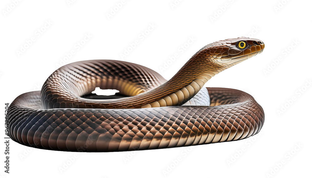 Obraz premium realistic photograph of a cobra on white background, cut out, transparent