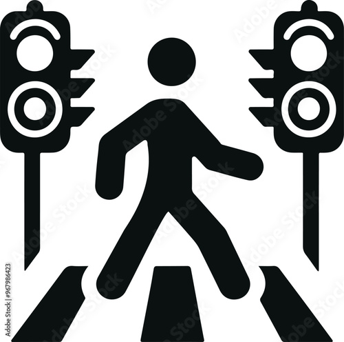Monochrome Cosmonaut  Symbol Crosswalk Icon For Emblems, Badges And Levels Vector Illustration 