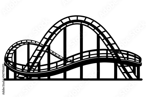 Roller Coaster Silhouette Vector, Rollercoaster Black flat icon

