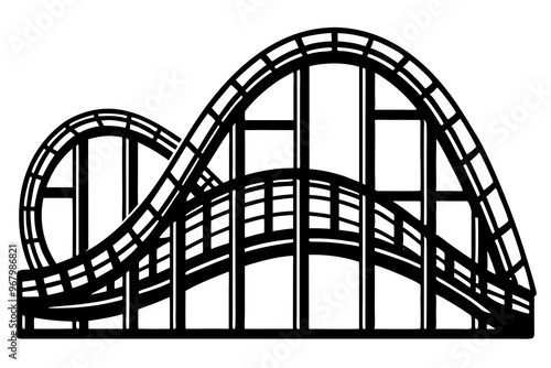 Roller Coaster Silhouette Vector, Rollercoaster Black flat icon
