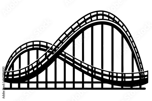 Roller Coaster Silhouette Vector, Rollercoaster Black flat icon
