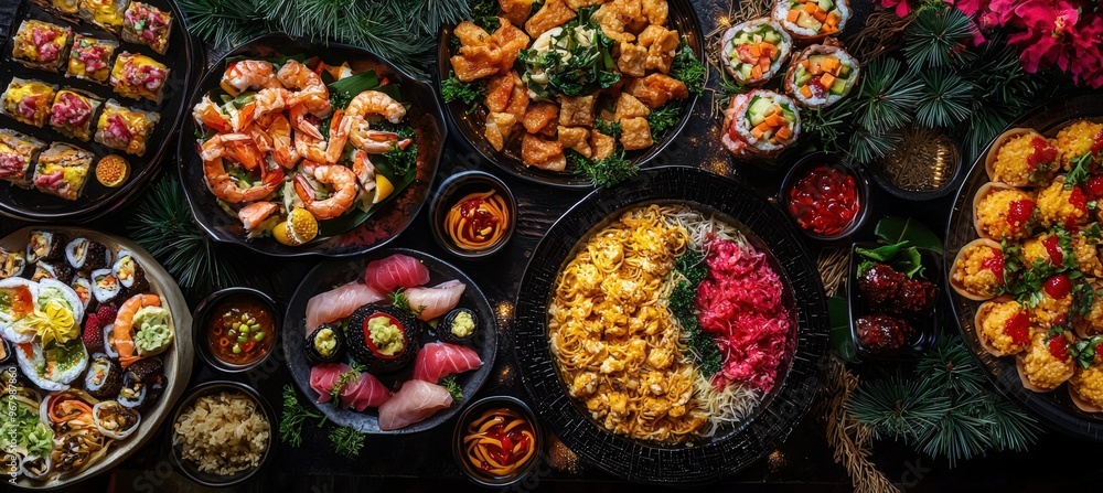 Luxurious New Year's Eve Seafood Buffet Featuring Global Cuisines for a Culinary Journey Luxurious New Year's Eve Seafood Buffet Featuring Global Cuisines for a Culinary Journey