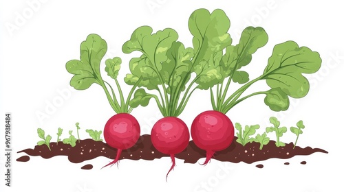 A vividly colored, farm-to-table radish illustration captures the essence of crispness and freshness. photo