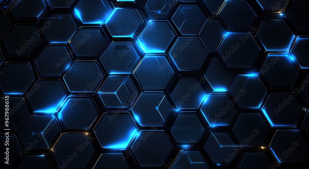 Abstract Blue Hexagon Grid Background Abstract Blue Hexagon Grid Background