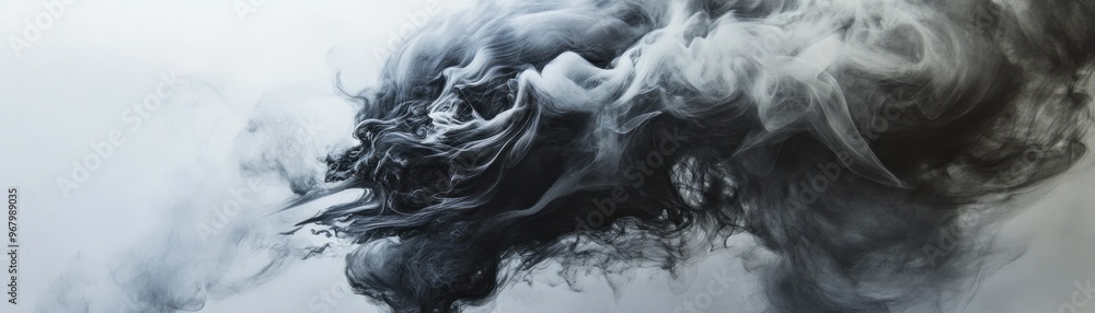 Obraz premium Black and White Abstract Ink Swirl