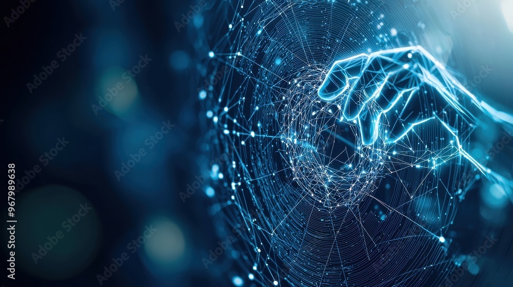 Circular Chain of Progress: A circle of abstract figures, holding hands, with glowing lines connecting them Circular Chain of Progress: A circle of abstract figures, holding hands, with glowing lines connecting them