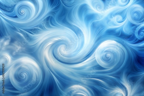 Abstract blue and white swirling patterns evoking calm and energy