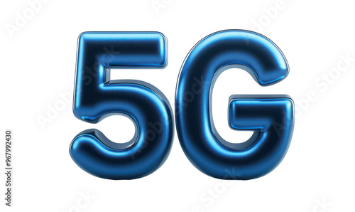 Bold 5G symbol representing the future of mobile connectivity and technology advancement in the telecommunications industry, cutout, png