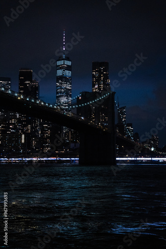 Canvas Print city bridge at night