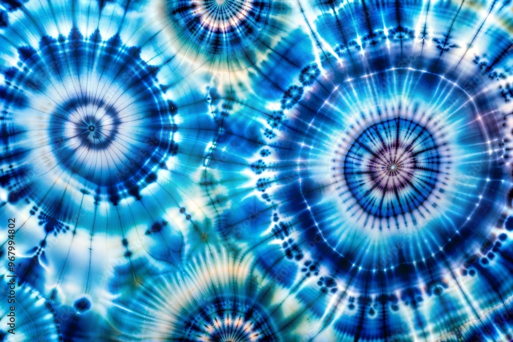 Tie-dye pattern in blue, white, and purple swirls Tie-dye pattern in blue, white, and purple swirls