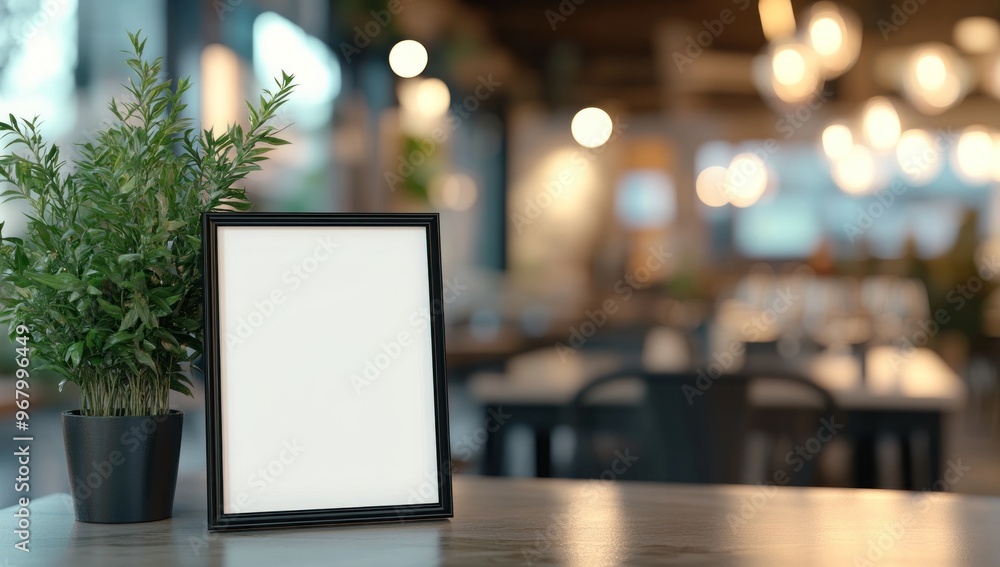 Blank Picture Frame on Table in Restaurant Blank Picture Frame on Table in Restaurant