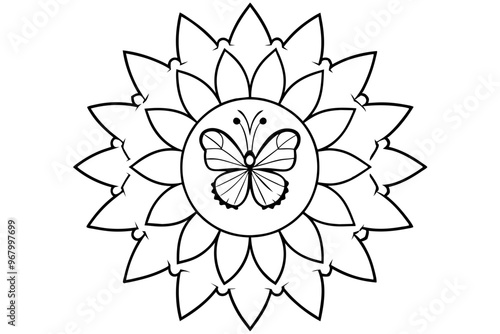 Butterfly and Flower Mandala Start with a butterfly in the middle and alternate layers of butterflies and flowers photo