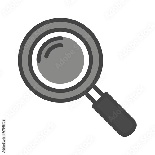Magnifying Glass Icon in Grayscale for Research