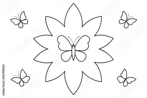 Butterfly and Flower Mandala Start with a butterfly in the middle and alternate layers of butterflies and flowers photo