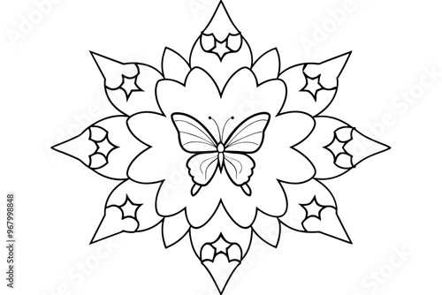 Butterfly and Flower Mandala Start with a butterfly in the middle and alternate layers of butterflies and flowers photo