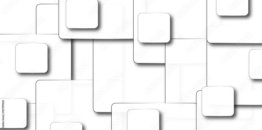 Abstract background with white and gray color technology modern background design. Abstract background with grey tone of many square and rectangles shapes on white background. Abstract background with white and gray color technology modern background design. Abstract background with grey tone of many square and rectangles shapes on white background.