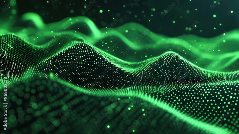 abstract 3d wave of green dots futuristic data visualization dynamic movement techinspired digital landscape abstract 3d wave of green dots futuristic data visualization dynamic movement techinspired digital landscape