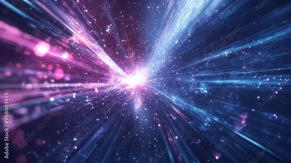 Naklejka premium abstract cosmic background with ethereal light streaks and geometric lines deep space hues blend with luminous elements to create a sense of infinite possibility and futuristic wonder