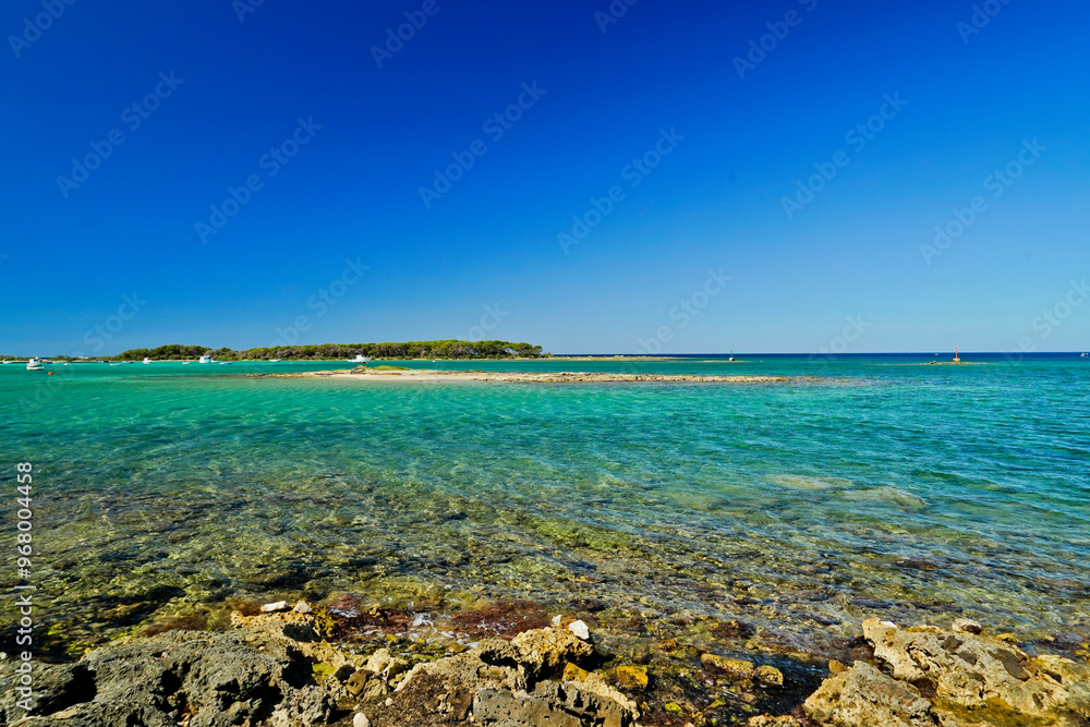 Fototapeta premium Porto Cesareo,panoramica della città dalla spiaggia di La Strea,Lecce,Puglia,Italia