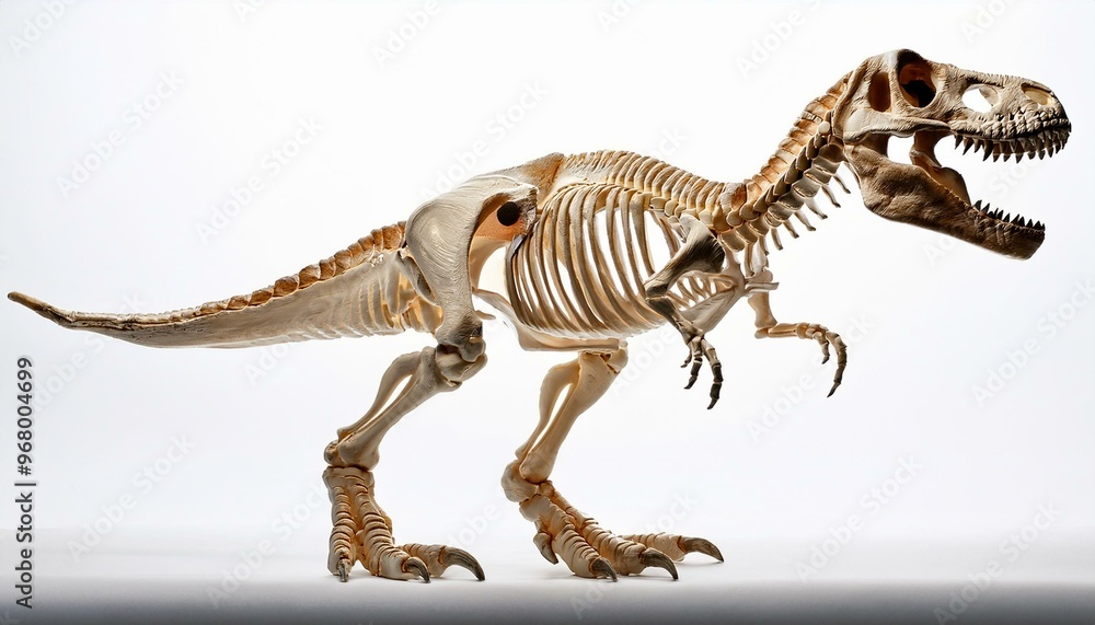 tyrannosaurus rex dinosaur white background,cutout bone figure in profile view tyrannosaurus rex dinosaur white background,cutout bone figure in profile view