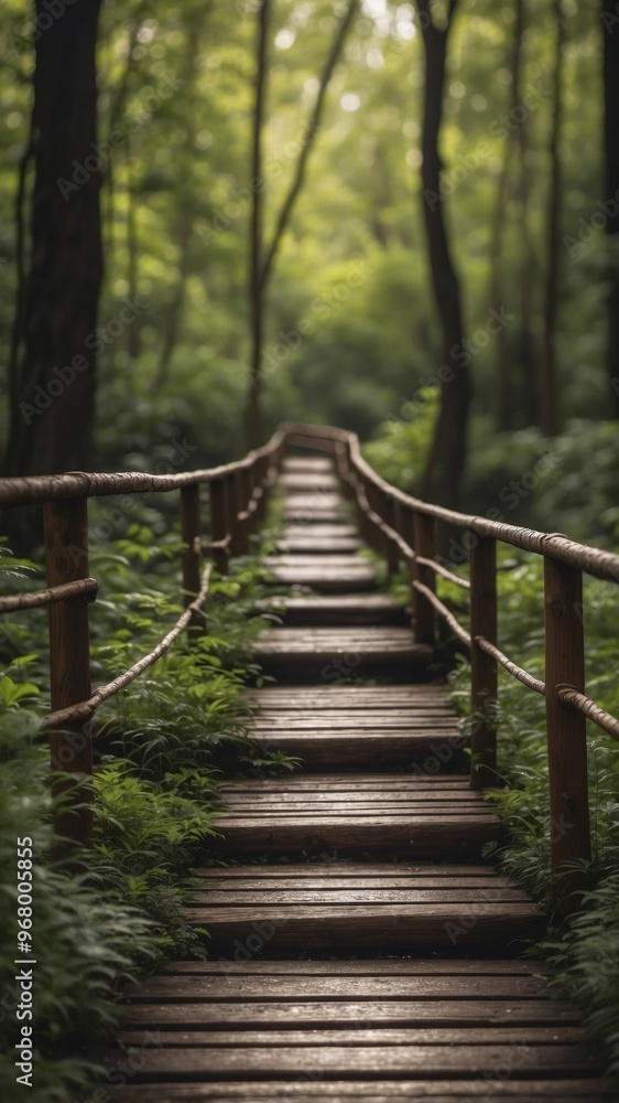 Wooden Bridge Over a Stream in a Lush Forest. Wooden Bridge Over a Stream in a Lush Forest.