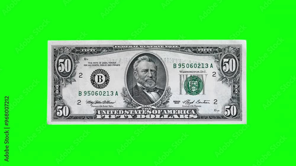 Motion animation - 50 dollar bill on green background. For overlay element on video. The 50 Dollar bill in dynamic shaking. Business and money concept. Motion animation - 50 dollar bill on green background. For overlay element on video. The 50 Dollar bill in dynamic shaking. Business and money concept.