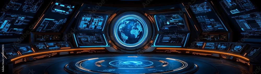 Futuristic, sci-fi concept art of a high-tech laboratory with holographic displays, technological, visual futurism Futuristic, sci-fi concept art of a high-tech laboratory with holographic displays, technological, visual futurism