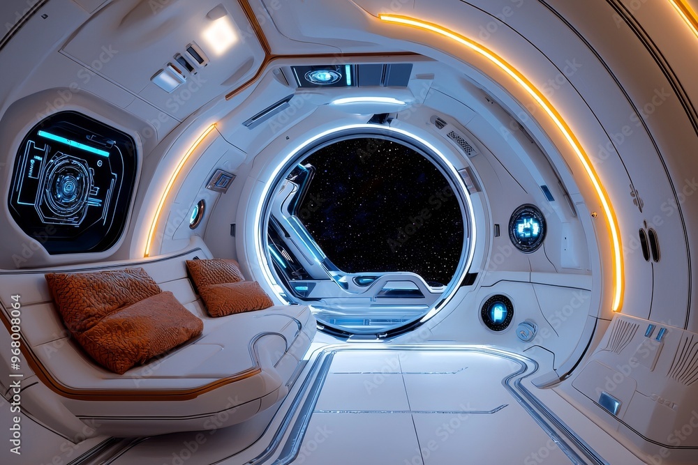 Futuristic, sci-fi spaceship interior design, photorealistic, high-tech Futuristic, sci-fi spaceship interior design, photorealistic, high-tech