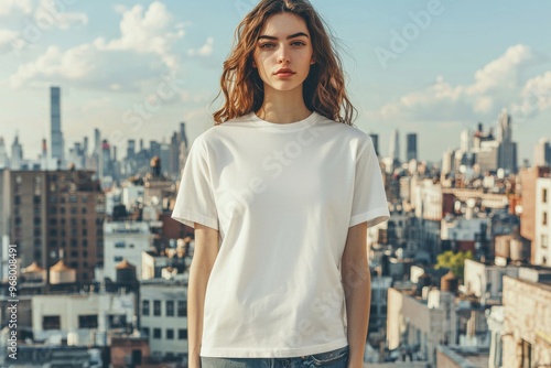 T-shirt worn by a model in an urban street wear style created with Generative AI