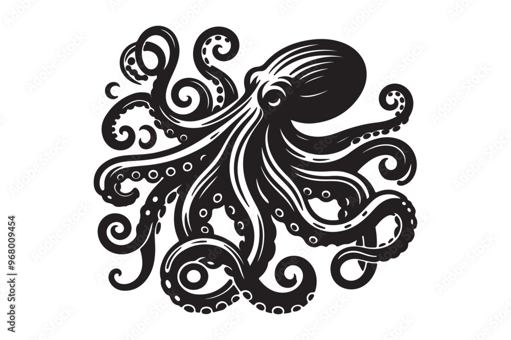 Octopus silhouette vector illustrations Octopus silhouette vector illustrations
