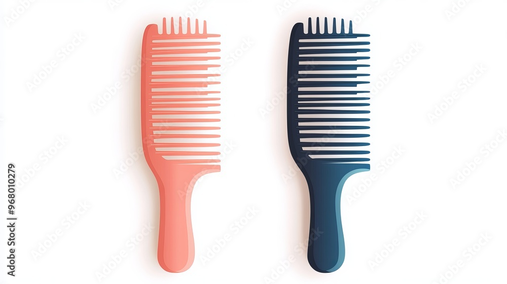 A stock vector illustration of a hair comb icon. This flat design features a barber comb with two different color variations, isolated on a white background. A stock vector illustration of a hair comb icon. This flat design features a barber comb with two different color variations, isolated on a white background.