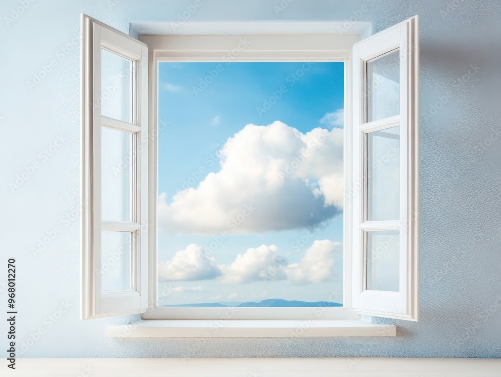 Open window with a breeze blowing in, symbolizing fresh air and new opportunities Open window with a breeze blowing in, symbolizing fresh air and new opportunities