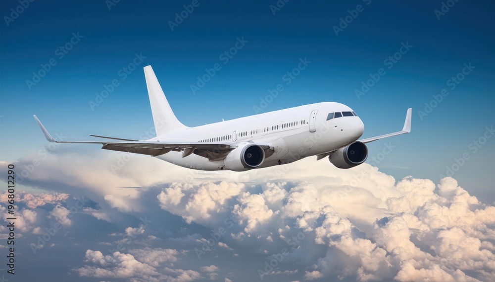 White Passenger Airplane Flying in the Sky with Amazing Clouds – Air Travel White Passenger Airplane Flying in the Sky with Amazing Clouds – Air Travel