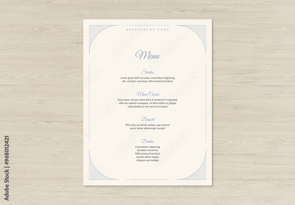 Menu Eng Layout Elegant and Classic Menu Layout Stock Template | Adobe Stock