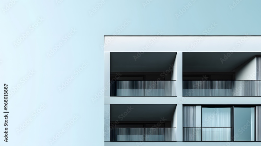 Fototapeta premium Modern Apartment Building Facade with Balconies