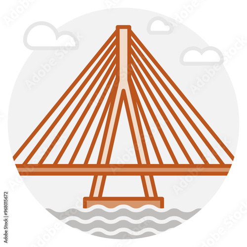 Mumbai – India: Bandra–Worli Sea Link Bridge (filled outline icon) 