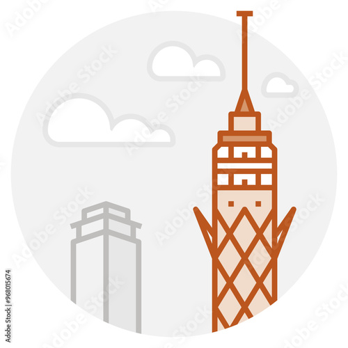 Cairo – Egypt: Cairo Tower  (filled outline icon) 