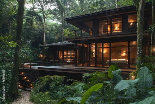 Eco-friendly Rustic Wellness Retreat Surrounded by Lush Forest for Outdoor Activities and Rejuvenation