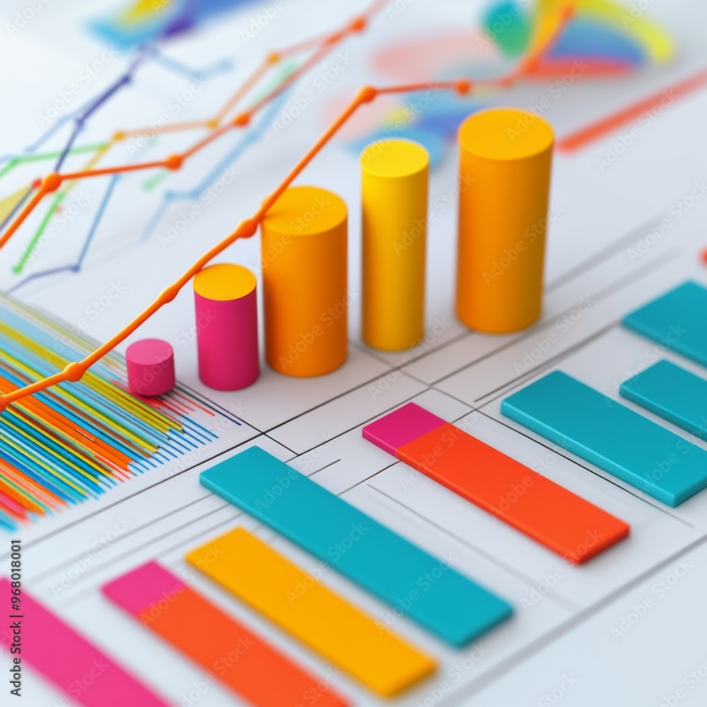 Bright colors highlight an SEO graph showcasing successful marketing campaign results Bright colors highlight an SEO graph showcasing successful marketing campaign results