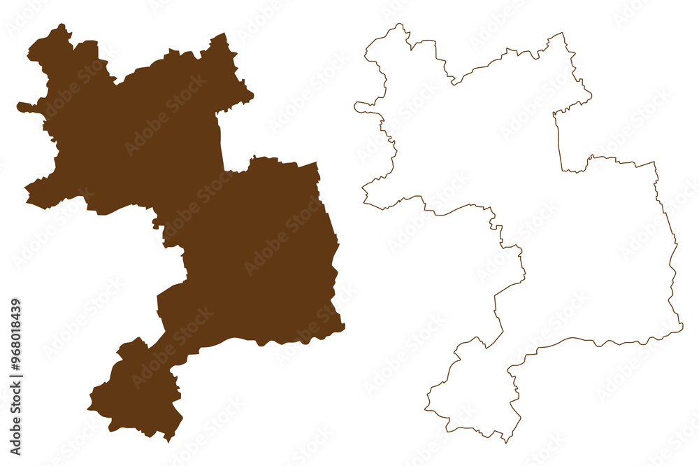 Fototapeta premium Unna district (Federal Republic of Germany, State of North Rhine-Westphalia, NRW, Arnsberg region) map vector illustration, scribble sketch Unna map