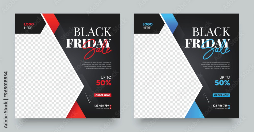 Obraz premium Modern black friday sale social media post template