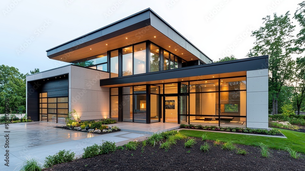 Fototapeta premium Innovative Design of Advanced Materials for Cutting-Edge Single-Story House Construction
