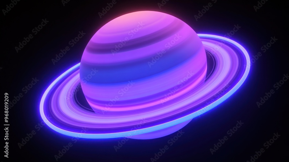 Obraz premium Saturn in Neon Light