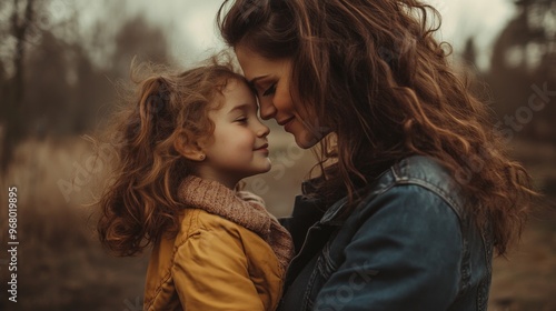 Woman and child in a field