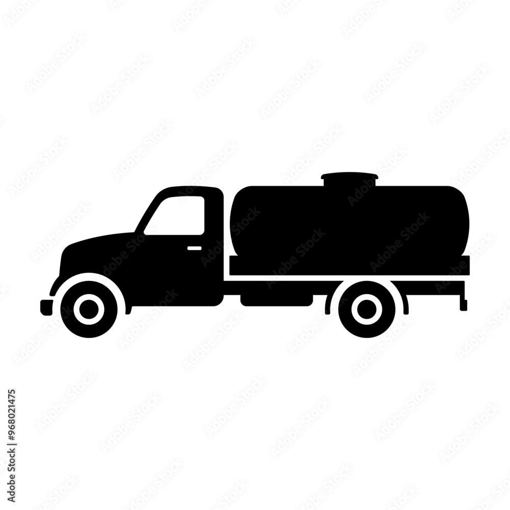 Tank truck icon. Black silhouette. Side view. Vector simple flat graphic illustration. Isolated object on white background. Isolate. Tank truck icon. Black silhouette. Side view. Vector simple flat graphic illustration. Isolated object on white background. Isolate.