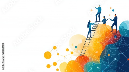 The Relational Ladder: Figures climbing a ladder made of interconnected hands, with each hand offering support to the person above
