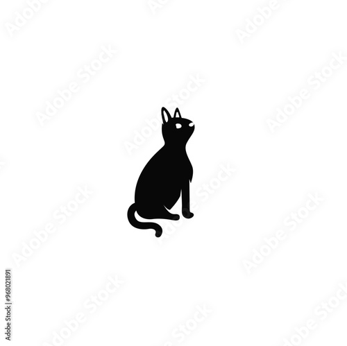 Black silhouette of cat. Vector illustration.