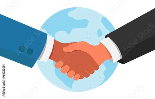 Business handshake. Handshake of business partners. Flat design. Vector illustration.	